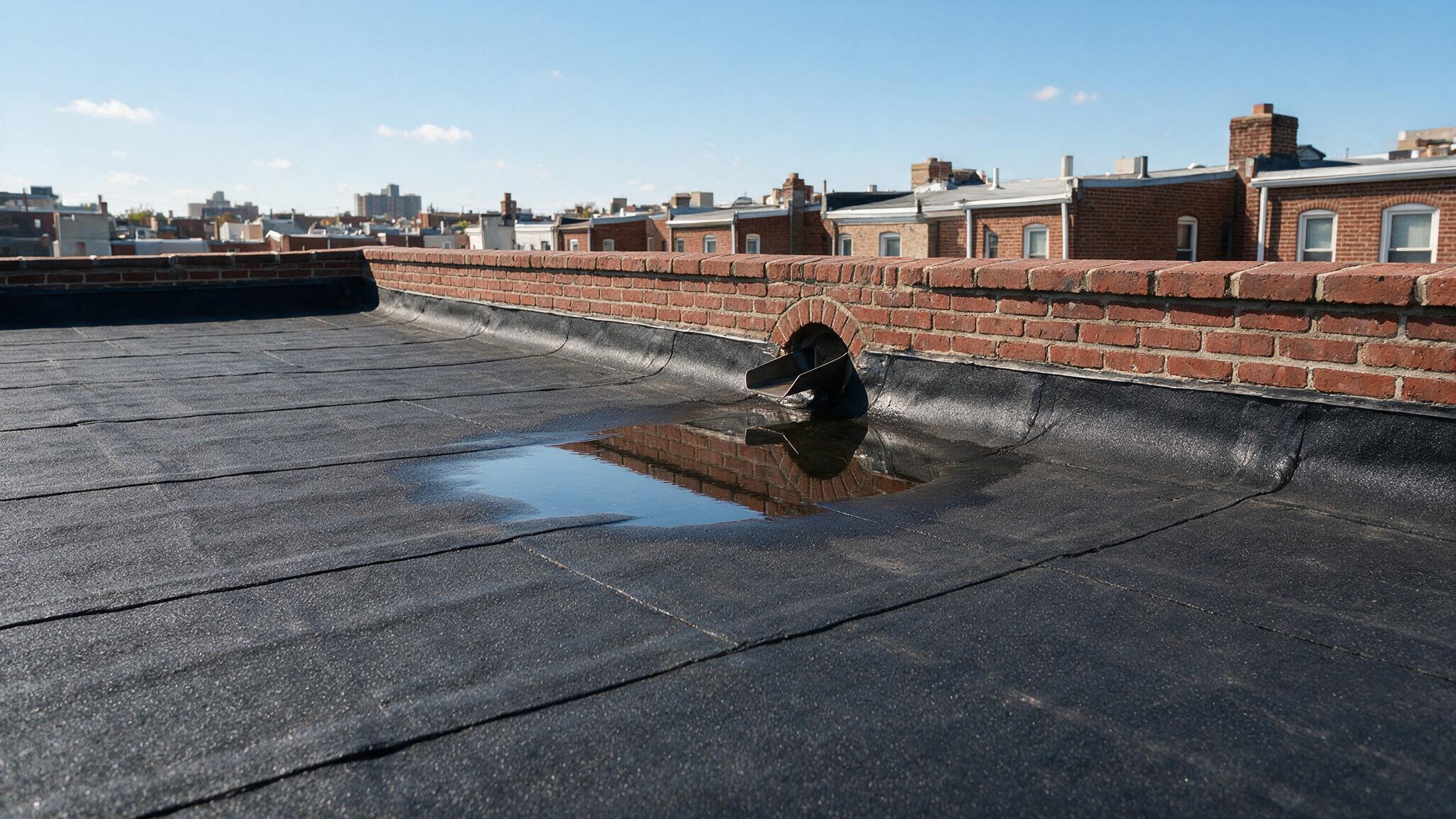 Ponding Water and Other Warning Signs on Philadelphia Flat Roofs